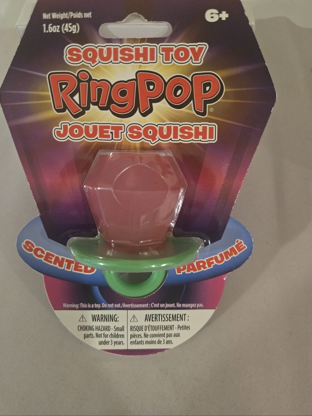 Ring Pop Squishy Pink Gem with Green Ring